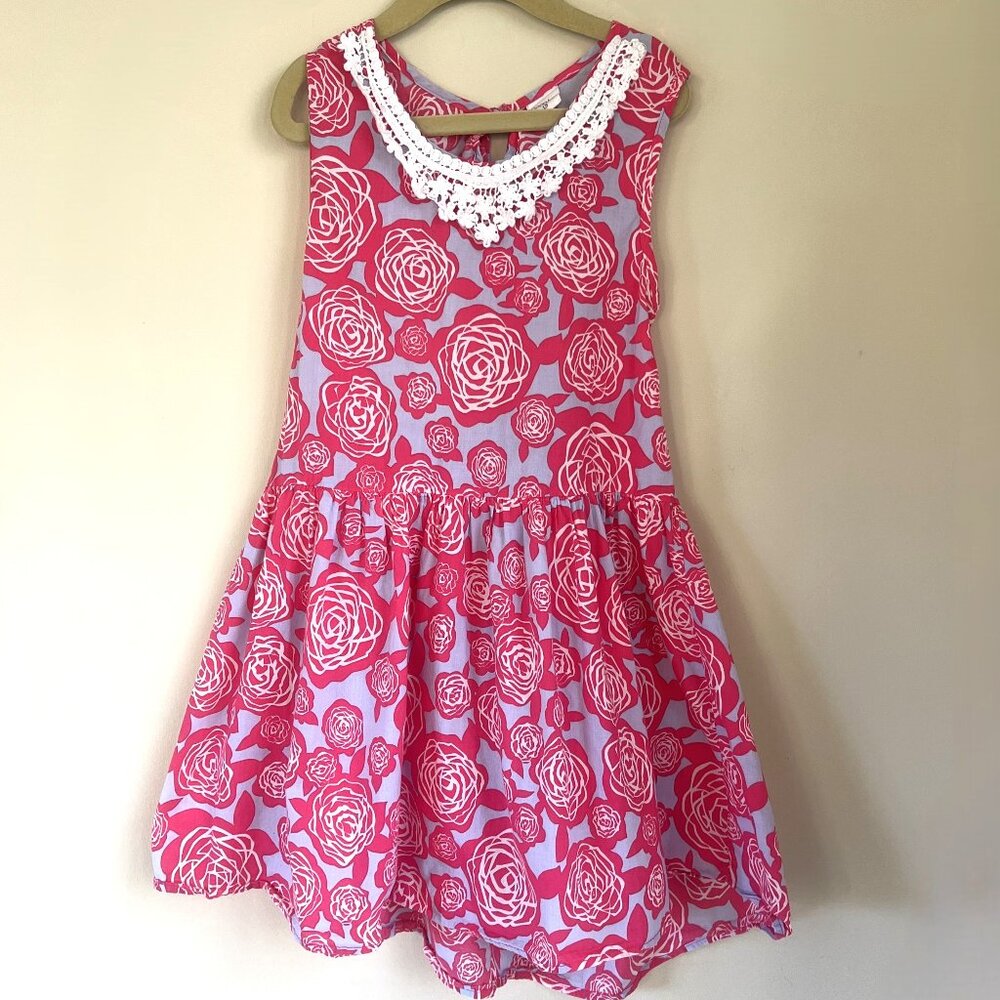 Good Kids Sleeveless Floral Dress with Keyhole Back, Pink/Lavender, Size 8